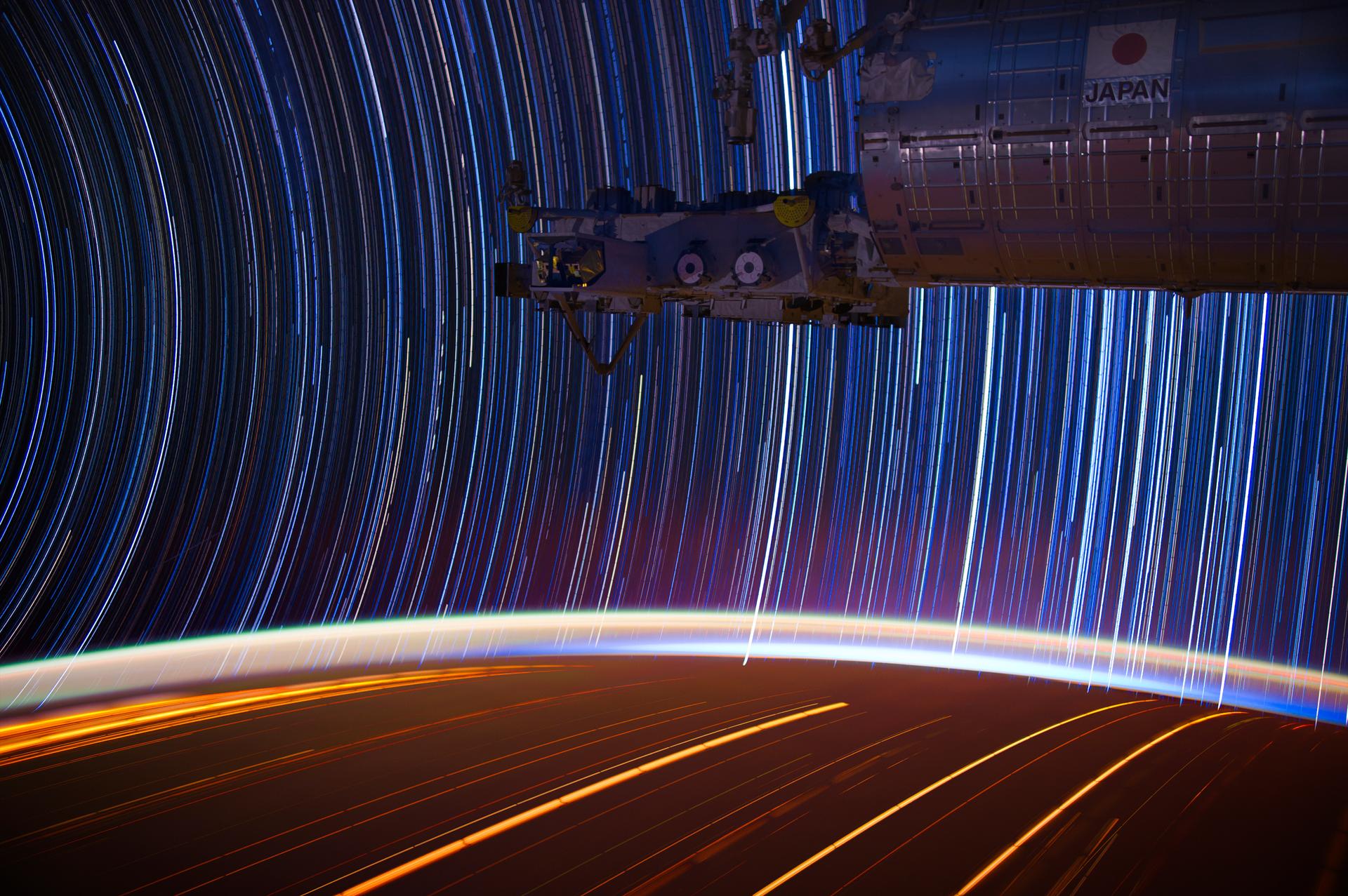 Star trails, as seen from the International Space Station