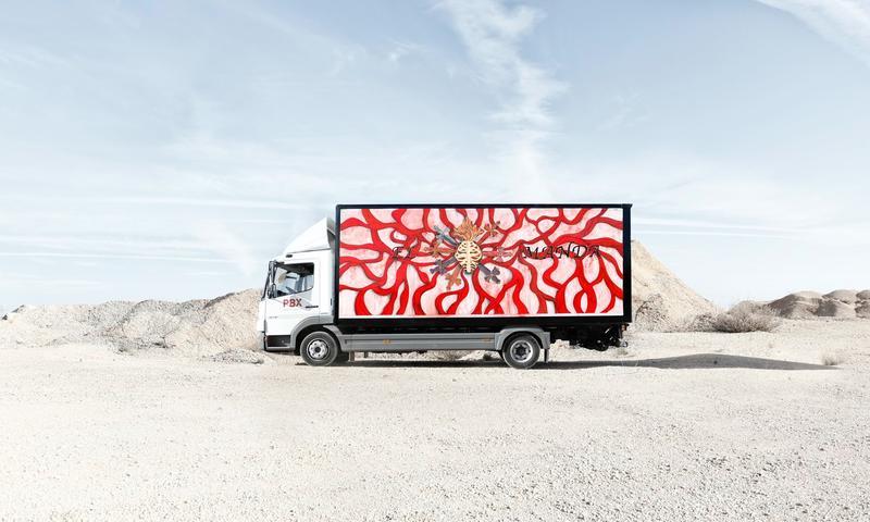 Artist Marina Vargas turned this freight truck into mobile street art