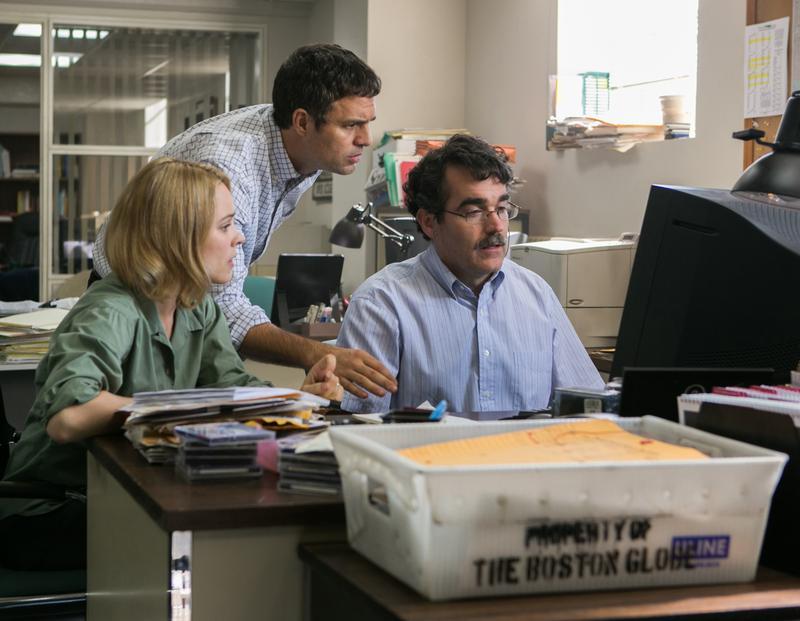 Rachel McAdams, Mark Ruffalo and Brian d'Arcy James are reporters for the Boston Globe in the Oscar-nominated film Spotlight 