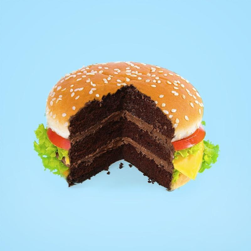 Paul Fuentes' pop art mash up of a burger and cake